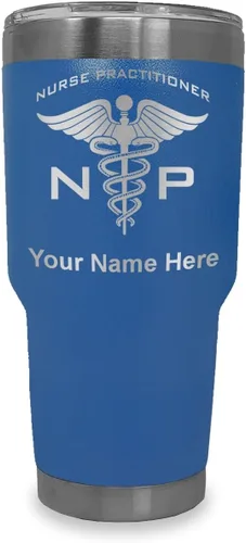 Vista 20 de LaserGram NP Nurse Practioner - Vaso aislado al vacío de 20 onzas, grabado personalizado incluido (negro)