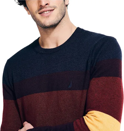 Vista 3 de Nautica Suéter de cuello redondo texturizado a rayas para hombre