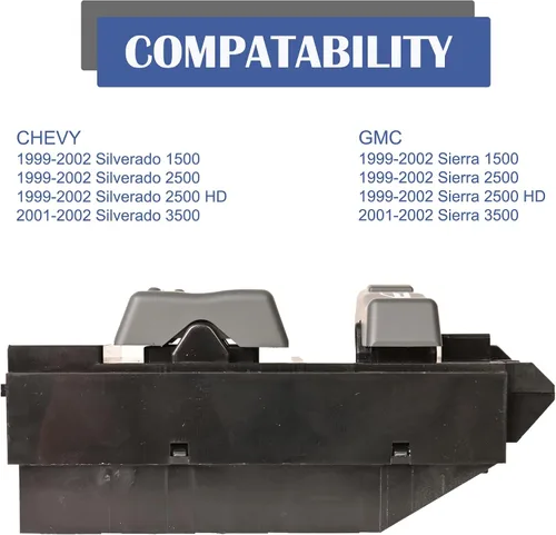 Vista 4 de Master - Interruptor de ventana eléctrica para lado del conductor compatible con Chevy Silverado GMC Sierra 1500 2500 2500HD 3500 1999-2002