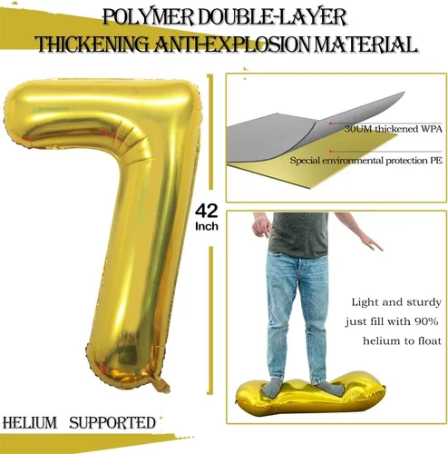 Vista 203 de GOER Globos Número 10 para Decoraciones de Fiesta de 10º Cumpleaños, Globos de Helio de Papel de Aluminio Jumbo de 42 Pulgadas para 10º Aniversario