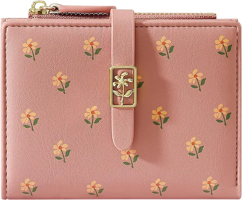 Vista 9 de YINHEXI Cartera para mujer, compacta y pequeña con bloqueo RFID, de cuero PU, plegable, con tarjetero, monedero mini con bolsillo para monedas