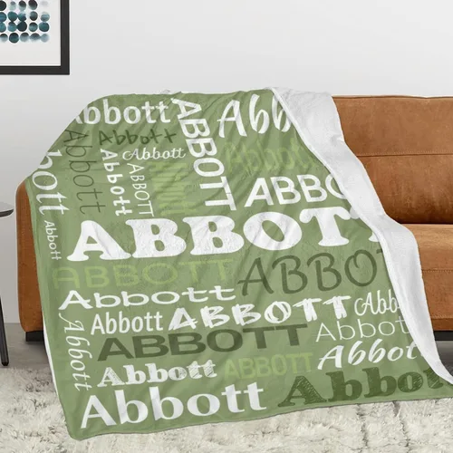 Vista 2 de Ships Next Day Custom Blanket with Name Personalized Throw Blanket for Baby Kid Customized Gifts for Dad, Mom, Grandpa, Grandma, Son, Daughter Algae