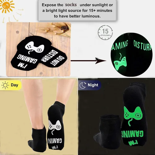 Vista 2 de Wrahonbi Gaming Sock, Do Not Disturb I'm Gaming,Gaming Socks for Teen Boys Gamer with Glowing, Novelty Socks for Men Dad Father Women