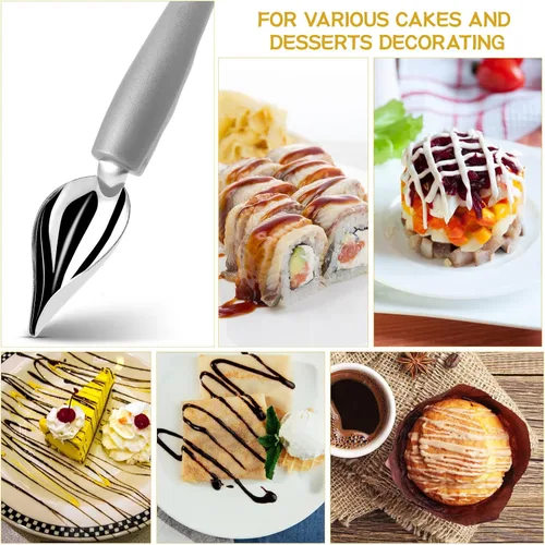 Vista 2 de PRETYZOOM Cucharas decorativas de postre de 4 piezas, herramientas de inmersión de chocolate, cucharas de arte de chef multiusos