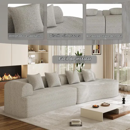 Vista 8 de Sofá seccional de gran tamaño de 147" para sala de estar, sofá moderno de lujo de chenilla suave de 4 plazas extra profundo y ancho con asiento