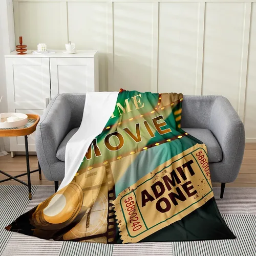 Vista 25 de Feelyou Manta de felpa para cine, manta de franela con patrón de palomitas de maíz para niños, niñas, adolescentes, póster de cine para todas