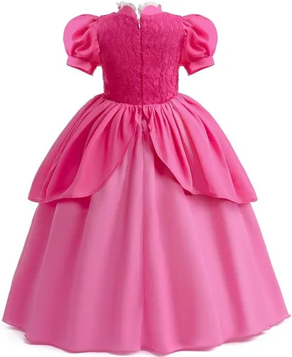 Vista 2 de Disfraz de princesa melocotón para niñas, vestido de princesa melocotón con accesorios corona y aretes