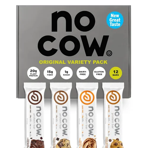 Vista 9 de No Cow - Barras de alto contenido en proteínas, paquete de variedad bañadas - Snack saludable, 20 g de proteína vegana, alto contenido en fibra