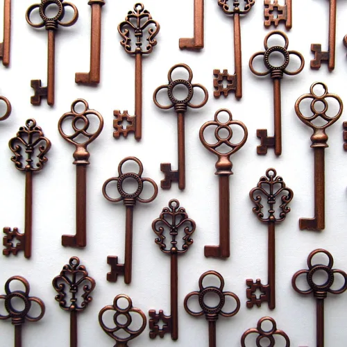 Vista 3 de Aokbean Juego mixto de 30 llaves de esqueleto grandes en bronce antiguo, juego de 30 llaves Retro Decorative Craft Keys, Antique Color Finish