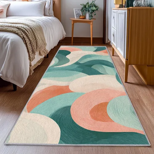 Vista 3 de Blue Fluid Line Runner Rug 2x4 Small - Hallway Runner Rug Ocean Wave Abstract Art Pattern, Non Slip, Washable, Blue Fluid Line Home Decor Carpet for
