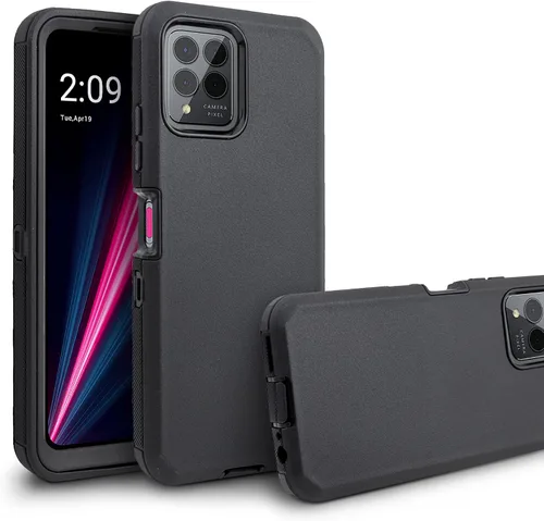 Vista 9 de Funda para T-Mobile Revvl 6 Pro 5G, funda para teléfono con protector de pantalla integrado, clip giratorio para cinturón, protección de cuerpo