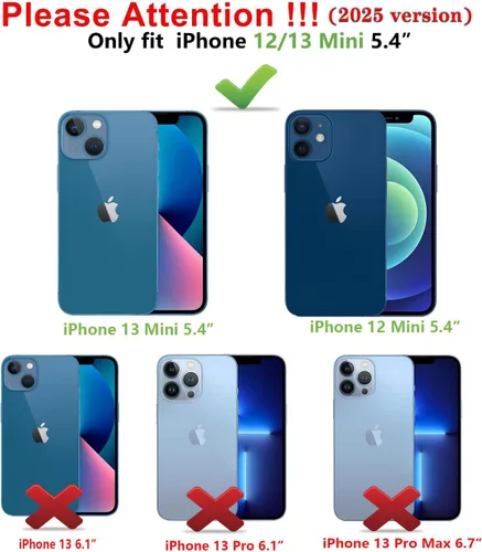 Vista 2 de SunStory Funda compatible con iPhone 12 Mini / 13 Mini con protector de pantalla HD, 3 capas de alta resistencia de cuerpo completo, funda Negro