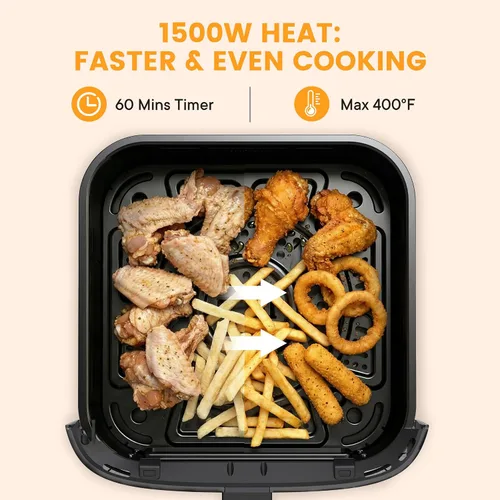 Vista 3 de Sweetcrispy Air Fryer 4QT, 8 Presets Airfryer with Visual Window, Nonstick