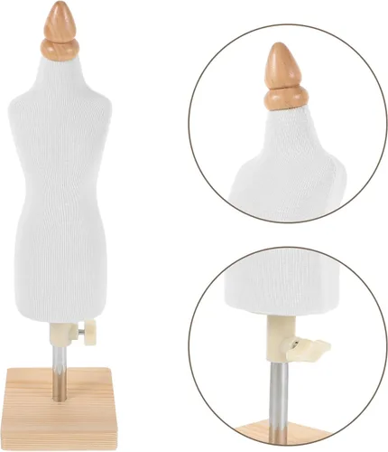Vista 8 de Sewing Mannequin Dress Form with Wooden Adjustable Stand for Beginners Fashion Design and Doll Clothes Making Practice