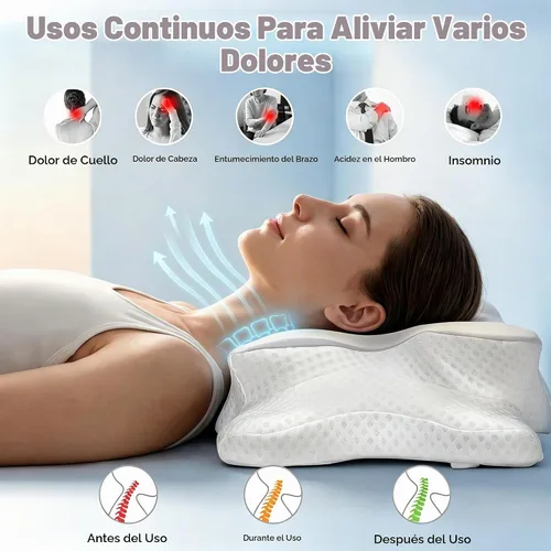 Vista 2 de VYLEE Cervical Neck Pillow, Memory Foam Contour Pillow (Grey)