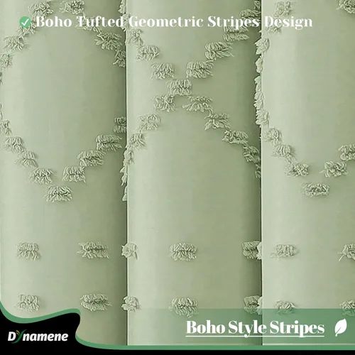 Vista 4 de Dynamene Cortina de ducha de tela de 36 x 72 pulgadas, diseño bohemio, geométrico, a rayas, para baño, juego de cortina de ducha estrecha gruesa