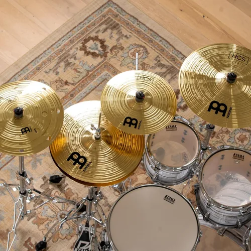 Vista 7 de HCS - Platillos Hihats (Hi Hat) para batería de 15 pulgadas, pares, fabricados en Alemania, latón medio tradicional, 2 años de garantía