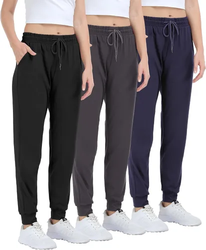 Vista 11 de Joggers para mujeres con bolsillos, pantalones deportivos para mujer para descanso, yoga, entrenamiento, correr, pantalones casuales, paquete de 3