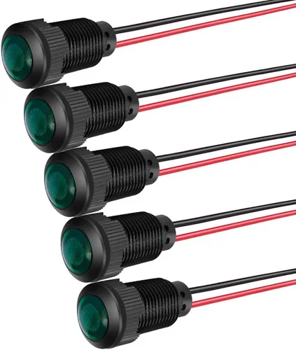 Vista 24 de Gebildet 5 piezas de luz piloto indicadora LED de plástico AC/DC 12-24V, tamaño del orificio de montaje 12 mm (rojo/naranja/azul/verde/blanco)