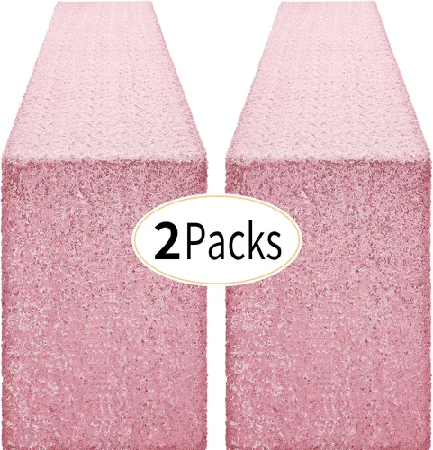 Vista 69 de Pufogu - Camino de mesa de lentejuelas brillantes de 12 x 72 pulgadas para fiestas de cumpleaños, decoración de bodas, despedidas de soltera