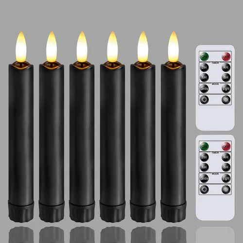Vista 7 de Yeelida Velas cónicas sin llama a pilas con dos controles remotos con temporizador, velas LED de 6.4" con mechas 3D para ventana, luz cálida