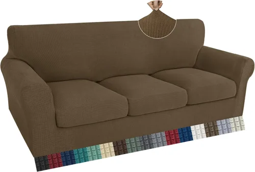 Vista 61 de ZNSAYOTX 2 fundas para sillas con brazos para sala de estar, súper suave, con funda de cojín de asiento, gruesa, duradera, mezcla de elastano, alta