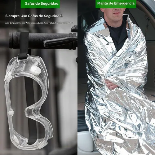Vista 6 de HolaKit Kit de emergencia para automóvil, kit de carretera de 55 piezas con cables de puente, kit de primeros auxilios, martillo de seguridad