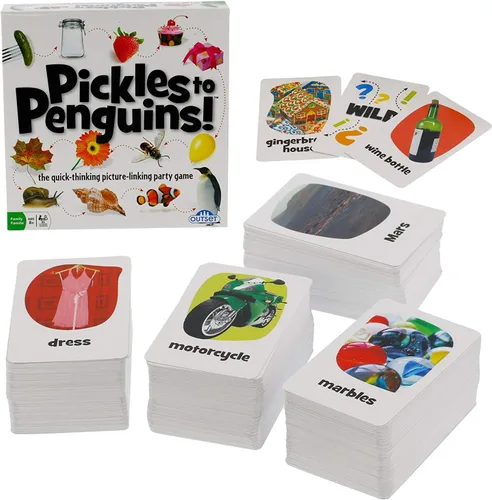 Vista 3 de Outset Media - Juego de cartas de la familia Pickles to Penguins - Pensamiento rápido, conexión de imágenes locas, juego a juego (a partir de 8 años)