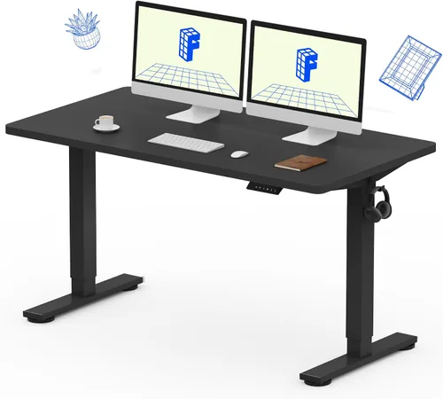 Vista 39 de FLEXISPOT EN1 - Escritorio de pie de una pieza, 40"x24" de escritorio sin costuras, eléctrico, altura ajustable para oficina en casa, salas de Negro