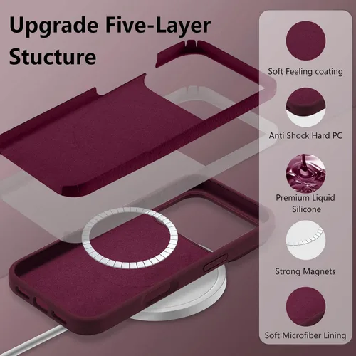 Vista 556 de Funda magnética de silicona para iPhone 13 Pro, color blanco antiguo [Compatible con Magsafe] [Forro de microfibra suave antiarañazos], funda