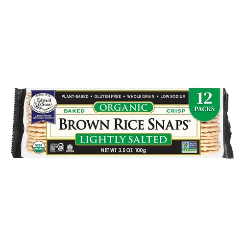 Vista 12 de Edward & Sons Snaps de arroz integral orgánico ligeramente salado, galletas de arroz sin gluten, aperitivo horneado al horno, grano entero, sin