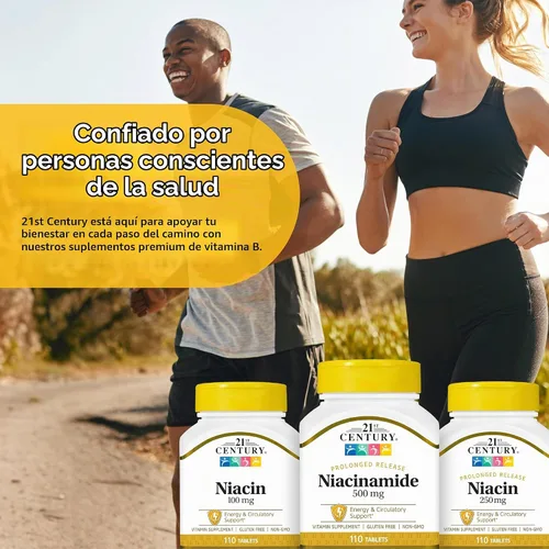 Vista 7 de 21st Century Tabletas de liberación prolongada de 500 mg de niacinamida, 110 unidades Vitamin B-3 Niacinamide 500 mg, Energy Metabolism & Skin