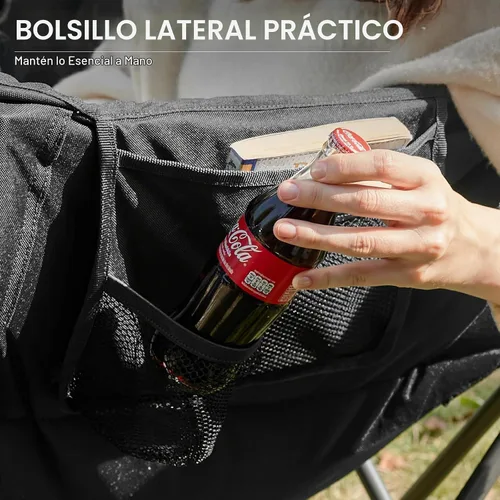 Vista 2 de EVER ADVANCED Silla de Campamento Doble para Adultos, Banco Loveseat de Campamento Plegable Acolchado con Bolsillo Lateral Sofá de Campamento