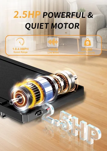 Vista 3 de Walking Treadmill Pad with Incline, Walking 2.5HP for Home and Office, 265Lbs Weight Capacity, Treadmill with APP & Remote Control, LED Display