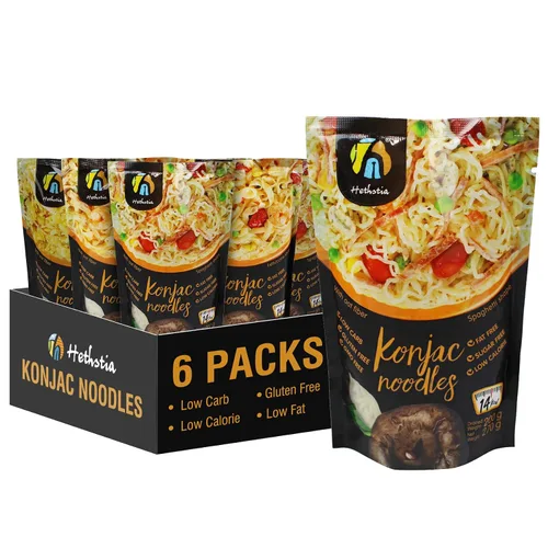 Vista 12 de Hethstia Fideos de Konjac con Fibra de Avena, Fettuccine Shirataki Keto Bajo en Carbohidratos, Pasta de Konjac Sin Gluten, Vegana, Sin Azúcar, Baja