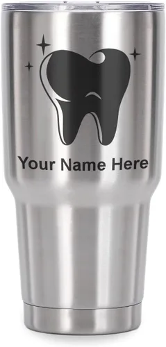 Vista 41 de LaserGram Vaso aislado al vacío de 20 onzas, con diente, grabado personalizado incluido (negro)