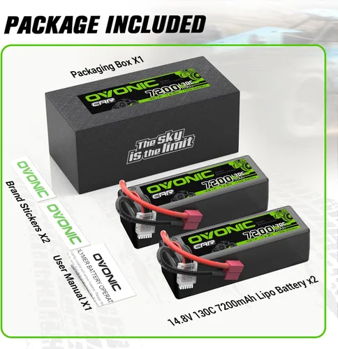 Vista 6 de OVONIC 4S LiPo Batería 7200mAh 14.8V 130C RC Batería con Dean-Estilo T Conector