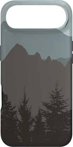 Vista 27 de Mountains Peaks - Carcasa para iPhone 17, diseño abstracto de paisaje natural, color gris y azul