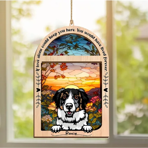 Vista 184 de LOVELYPOD Adorno de Navidad personalizado de sabueso afgano, atrapasoles con nombre, regalos de pérdida de mascotas, regalos para amantes
