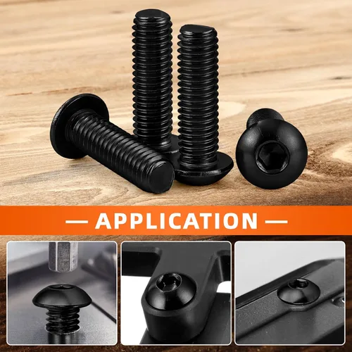 Vista 5 de Tornillos de cabeza de botón de 5/16-18 x 1/2", 20 unidades Allen Socket Drive, óxido negro, acero de aleación de grado 10.9, totalmente roscado