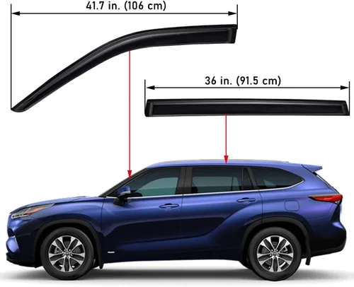 Vista 2 de Lightronic Visera de ventana de ventilación automática de montaje exterior extraduradera, se adapta a Toyota Highlander 2020-2026, protección UV