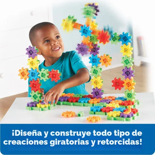 Vista 2 de Learning Resources Gears! Gears! Gears! Juego de juguetes de súper construcción, juguetes STEM, juguetes de construcción, engranajes para niños, 150