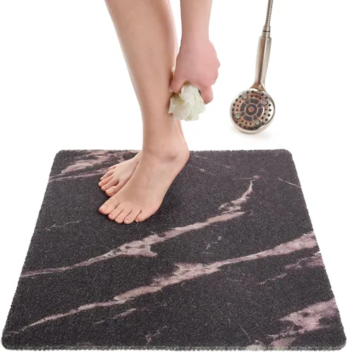 Vista 117 de Enkosi Alfombra de ducha antideslizante Loofah para suelos de ducha, bañera, baños, zonas húmedas, alfombrilla de baño acolchada con agujeros