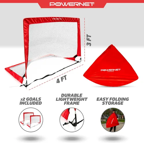 Vista 3 de PowerNet Popup - Red portátil para porterías de fútbol, 2 porterías con bolsa de transporte, marco ligero duradero, configuración rápida, fácil