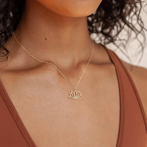 Vista 3 de VRIUA Sun Necklace for WomenDainty Gold Necklace18k Gold Filled Lotus Flower Pendant Necklace Simple Jewelry Everyday for Girls