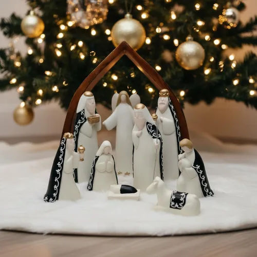 Vista 6 de Comfy Hour Rhode Island - Novedad Faith and Hope Baby Jesus Nativity, 9 piezas de Santa Familia con figuras de ángel, escena de Navidad