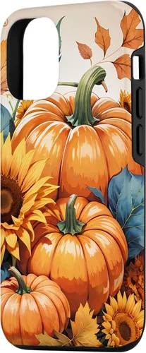 Vista 2 de iPhone 14 Bonito arte de otoño, calabazas, girasoles y hojas de otoño
