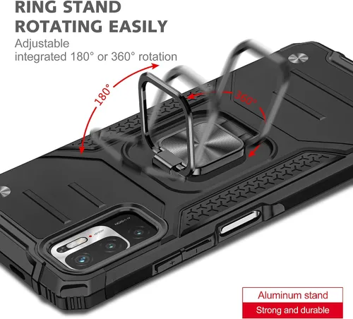 Vista 5 de Asuwish Funda de teléfono para Xiaomi Redmi Note 10 5G con cubierta protectora de pantalla de vidrio templado y accesorios para celda Soporte