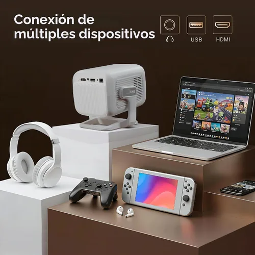 Vista 10 de [Compatible con 4K con licencia de Netflix] Proyector inteligente nativo 1080P, FHD 800 ANSI