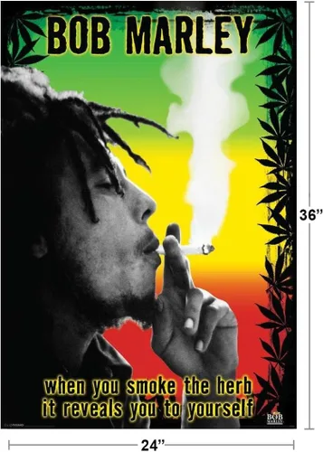 Vista 3 de Póster musical con cita de Bob Marley Smoke the Herb (24x36)